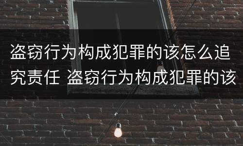 盗窃行为构成犯罪的该怎么追究责任 盗窃行为构成犯罪的该怎么追究责任呢