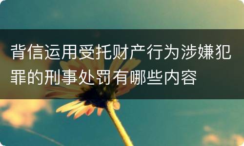 背信运用受托财产行为涉嫌犯罪的刑事处罚有哪些内容