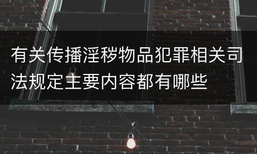 有关传播淫秽物品犯罪相关司法规定主要内容都有哪些