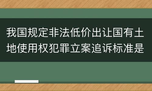 我国规定非法低价出让国有土地使用权犯罪立案追诉标准是怎样的