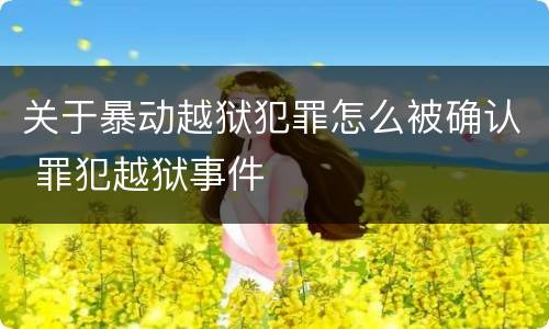 关于暴动越狱犯罪怎么被确认 罪犯越狱事件