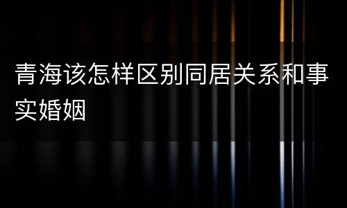 青海该怎样区别同居关系和事实婚姻