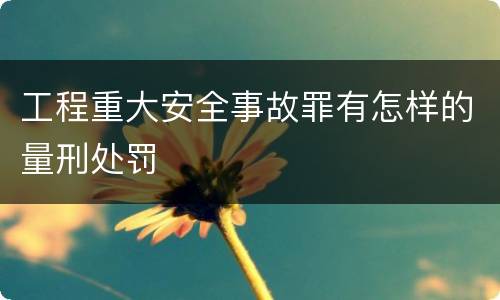 工程重大安全事故罪有怎样的量刑处罚