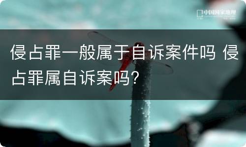 侵占罪一般属于自诉案件吗 侵占罪属自诉案吗?
