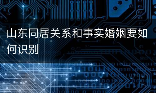 山东同居关系和事实婚姻要如何识别