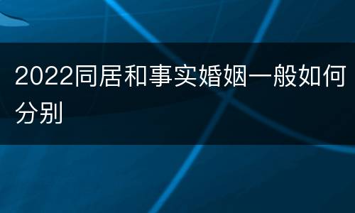 2022同居和事实婚姻一般如何分别