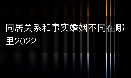 同居关系和事实婚姻不同在哪里2022