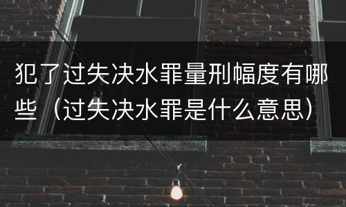犯了过失决水罪量刑幅度有哪些（过失决水罪是什么意思）