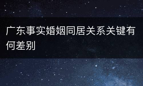 广东事实婚姻同居关系关键有何差别
