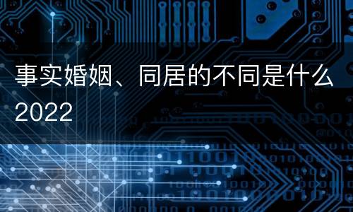 事实婚姻、同居的不同是什么2022