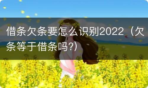 借条欠条要怎么识别2022（欠条等于借条吗?）