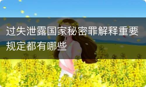 过失泄露国家秘密罪解释重要规定都有哪些