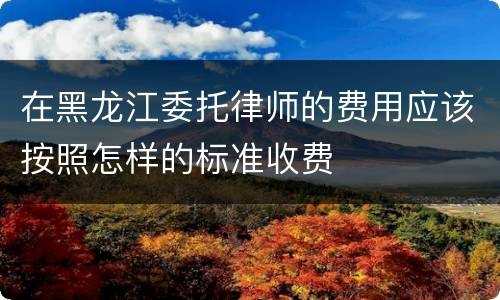 在黑龙江委托律师的费用应该按照怎样的标准收费