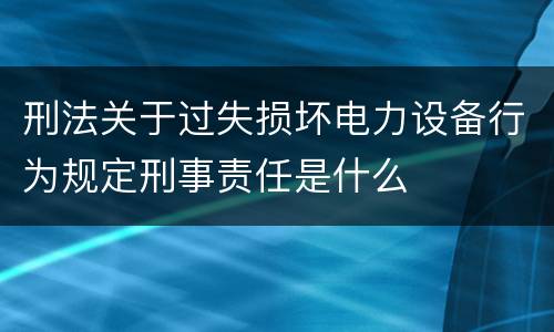 刑法关于过失损坏电力设备行为规定刑事责任是什么
