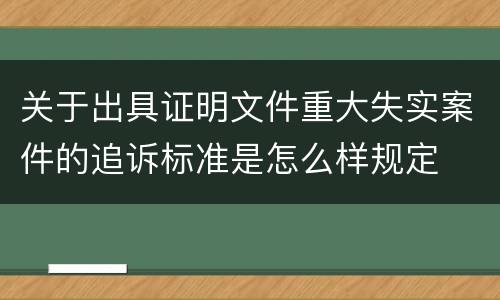 关于出具证明文件重大失实案件的追诉标准是怎么样规定