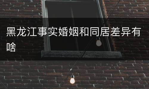 黑龙江事实婚姻和同居差异有啥
