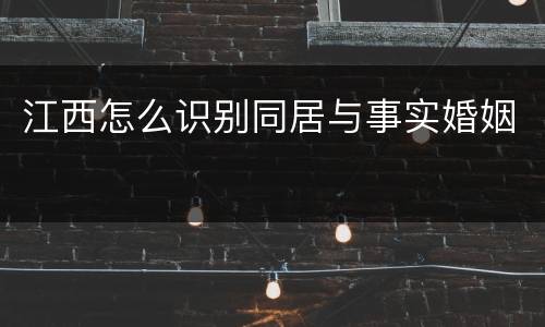 江西怎么识别同居与事实婚姻