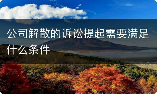 公司解散的诉讼提起需要满足什么条件