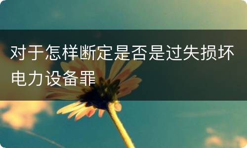 对于怎样断定是否是过失损坏电力设备罪