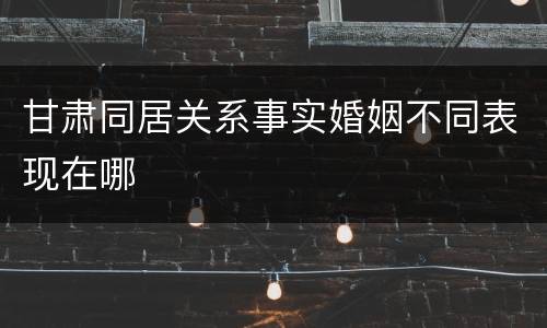 甘肃同居关系事实婚姻不同表现在哪