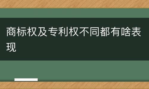 商标权及专利权不同都有啥表现