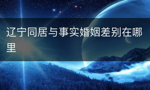辽宁同居与事实婚姻差别在哪里