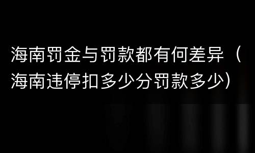 海南罚金与罚款都有何差异（海南违停扣多少分罚款多少）