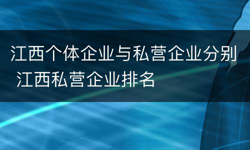 江西个体企业与私营企业分别 江西私营企业排名