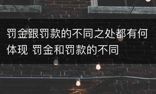 罚金跟罚款的不同之处都有何体现 罚金和罚款的不同