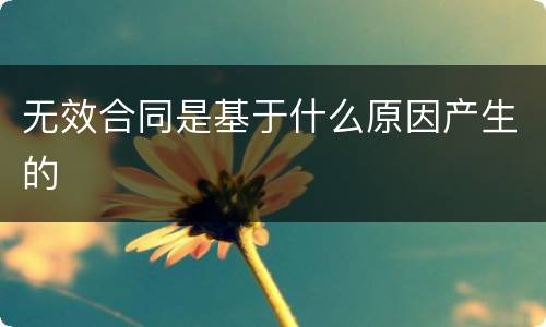 无效合同是基于什么原因产生的