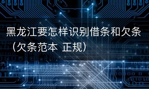 黑龙江要怎样识别借条和欠条（欠条范本 正规）