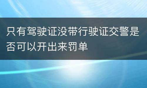 只有驾驶证没带行驶证交警是否可以开出来罚单