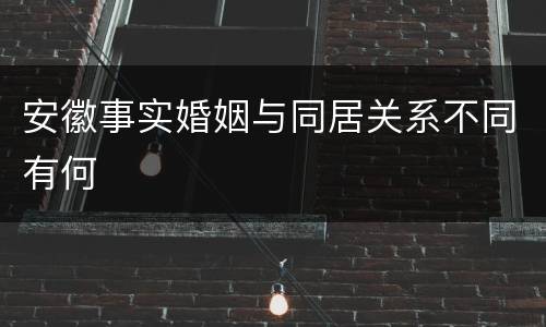 安徽事实婚姻与同居关系不同有何