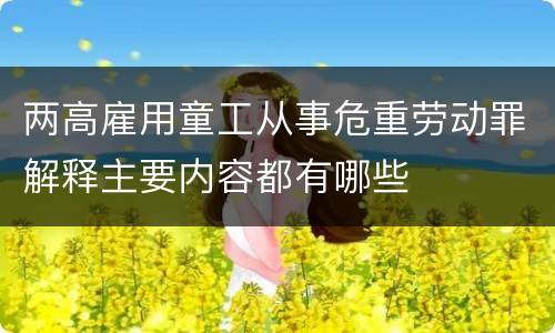 两高雇用童工从事危重劳动罪解释主要内容都有哪些
