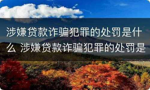 涉嫌贷款诈骗犯罪的处罚是什么 涉嫌贷款诈骗犯罪的处罚是什么样的