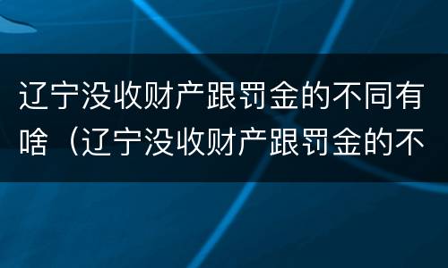 辽宁没收财产跟罚金的不同有啥（辽宁没收财产跟罚金的不同有啥区别）