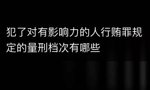 犯了对有影响力的人行贿罪规定的量刑档次有哪些