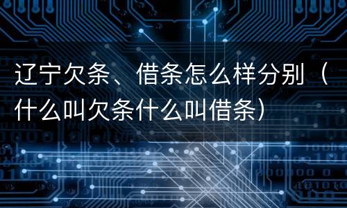 辽宁欠条、借条怎么样分别（什么叫欠条什么叫借条）