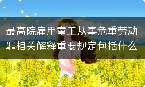 最高院雇用童工从事危重劳动罪相关解释重要规定包括什么