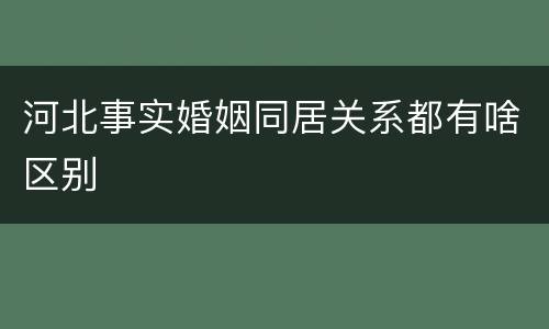 河北事实婚姻同居关系都有啥区别