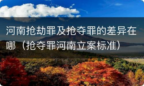 河南抢劫罪及抢夺罪的差异在哪（抢夺罪河南立案标准）