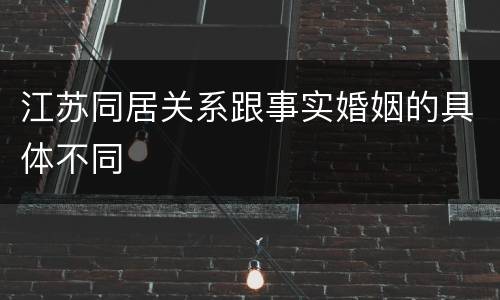 江苏同居关系跟事实婚姻的具体不同