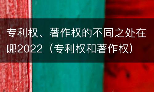 专利权、著作权的不同之处在哪2022（专利权和著作权）