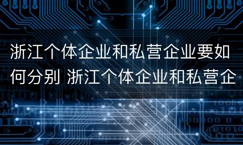 浙江个体企业和私营企业要如何分别 浙江个体企业和私营企业要如何分别纳税
