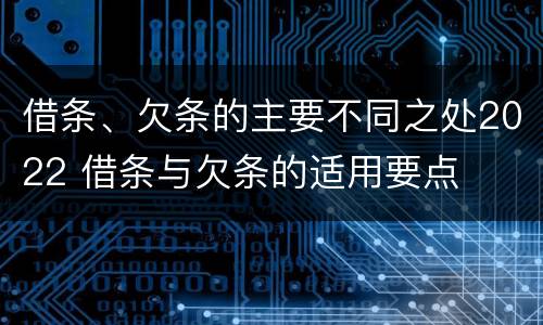 借条、欠条的主要不同之处2022 借条与欠条的适用要点