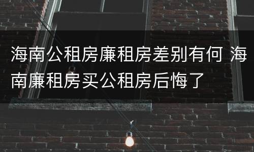 海南公租房廉租房差别有何 海南廉租房买公租房后悔了