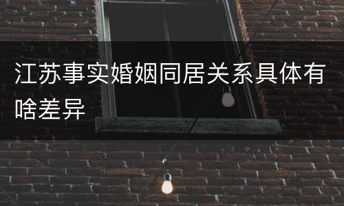 江苏事实婚姻同居关系具体有啥差异