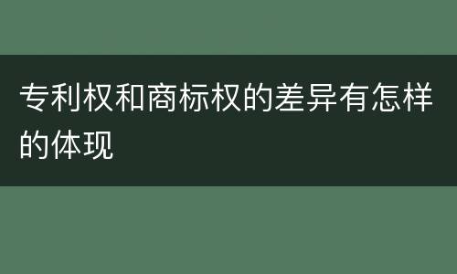 专利权和商标权的差异有怎样的体现