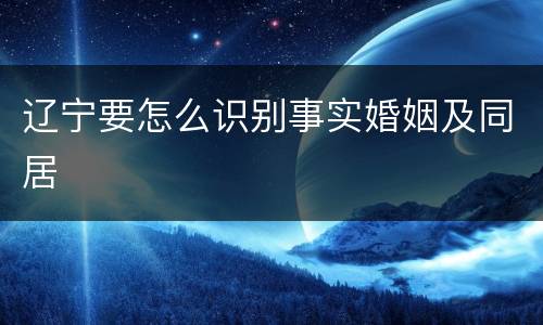 辽宁要怎么识别事实婚姻及同居