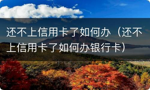 还不上信用卡了如何办（还不上信用卡了如何办银行卡）